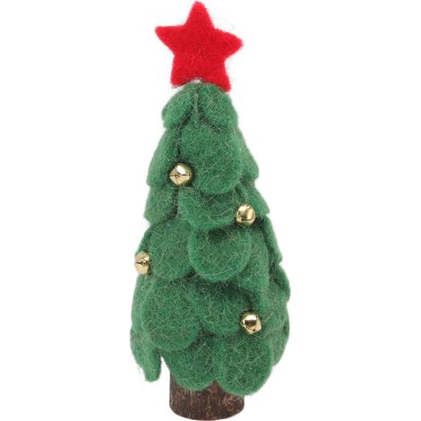 Sapin de Noël en feutrine de laine, petit sapin en bois, décoration verte pour la maison ou la fenêtre