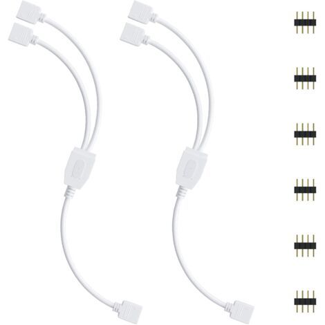 Kit de connecteurs pour ruban LED, 2pcs Séparateur de Bande LED 4 Broches 1 à 2 Câble Diviseur Connecteur à 4 Broches pour ruban LED RVB 5050 3528 2835 Accessoires de DIY