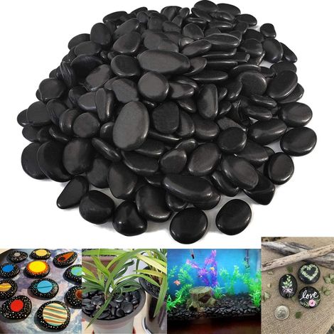Galets Naturels - 950g - Pierre Noire 20-40mm - Décoration Aquarium Et Jardin - Surface Lisse Pour Peinture (1/5)