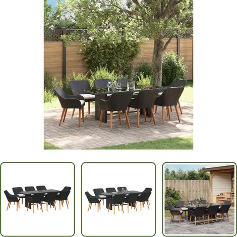 Salle à manger extérieure - Ensemble de salle à manger pour jardin 9 pcs Noir polyrotin (1/5)