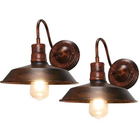2PCS 26CM Lampe Murale Antique Applique Murale En Fer Et Métal, Applique Murale Rétro D'Intérieur Pour Café Loft Bureau