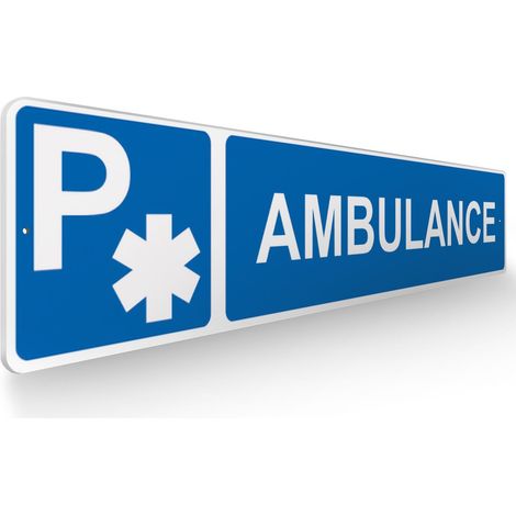 Panneau de signalisation pour parking · Stationnement réservé aux ambulances -  48 x 10 cm (1/5)