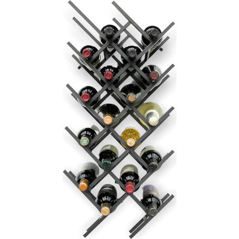DanDiBo 2er Set Weinregal Metall Schwarz Wand erweiterbar für 18 Flaschen Acord Flaschenregal 96279 Flaschenständer Weinflaschenhalter Flaschenhalter (1/5)