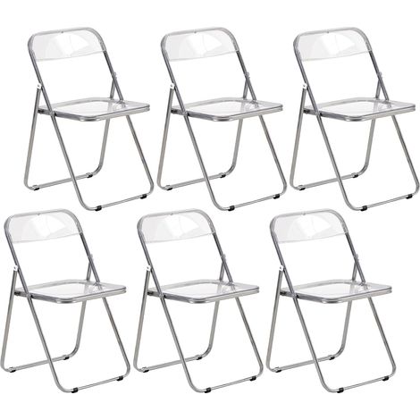 Set of 6 Folding Chairs PET Transparent Maximum Load 150 kg (1/5)