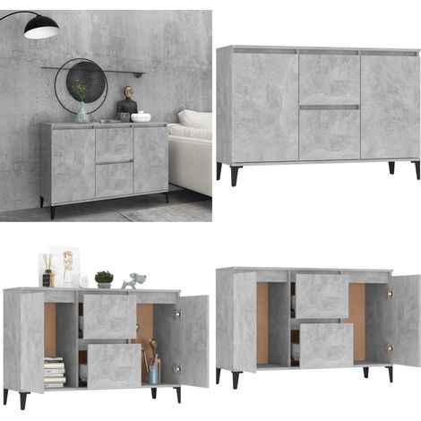 Buffet gris béton 104x35x70 cm bois d'ingénierie - Buffet Industriel - Meuble Rangement - Armoire Salon - Commode - Étagère Murale - Home & Living (1/5)