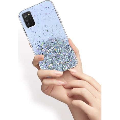 Custodia glitterata per Samsung Galaxy A02s, blu (1/3)
