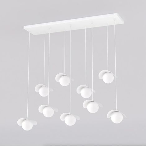 Lampada a sospensione Ritual 9 in acciaio bianco