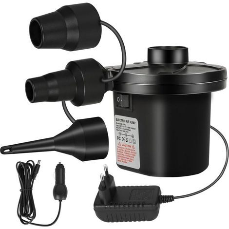 Pompe à air électrique AC/DC 2 en 1 pour Matelas pneumatique, gonfleur-dégonfleur Portable avec 3 Buses pour oreillers, Matelas pneumatiques, bouée de Natation, Radeau pour Maison et Voiture (1/5)