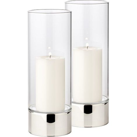 Lot de 2 Photophores Lanternes Décoratives Bougies de Table Hauteur 15 cm - PANGIVO