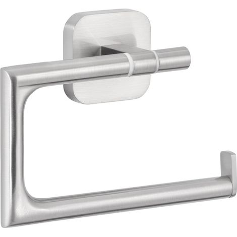 tesa ESTEETIC Toilettenpapierhalter ohne Deckel, verchromt - zur Wandbefestigung ohne Bohren, inkl. Klebelösung - 44 mm x 132 mm x 99 mm (1/5)