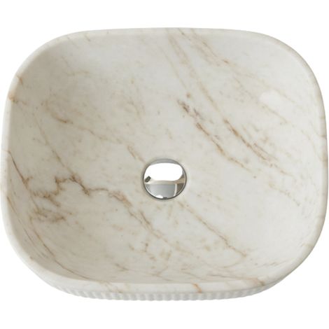 Vasque à poser rectangulaire-47 x 33 cm -Marbre mat rainurée -MARVEO (1/5)