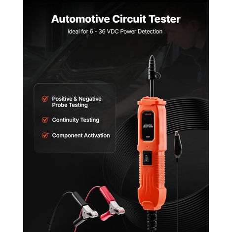 Testeur de Circuit Automobile 6-36 V DC, Testeur de Câblage avec Éclairage, Sonde de Test avec Câble de 4 m, pour Test de Polarité,… (1/5)
