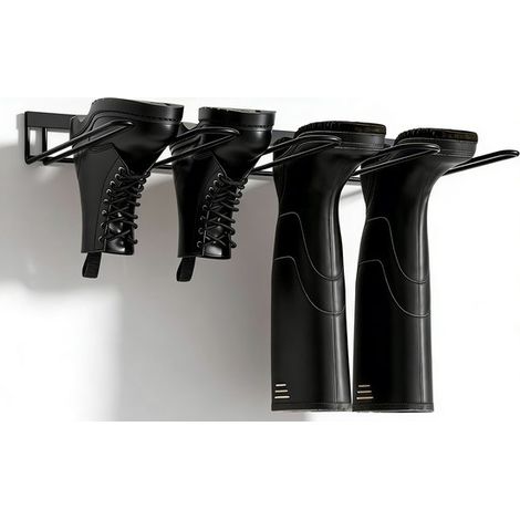 Porte-chaussures et porte-bottes mural pour 2 paires, support de rangement pour entrée, garage, couloir, placard et dressing, noir (1/5)
