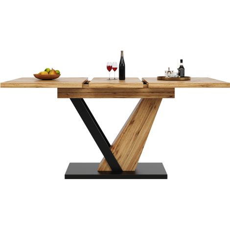 Table extensible 120/160 cm imitation bois pour cuisine et salon
