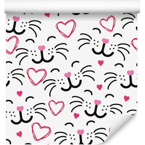 Papier peint à motifs de chats souriants pour salon et chambre 50x1000 cm (1/5)