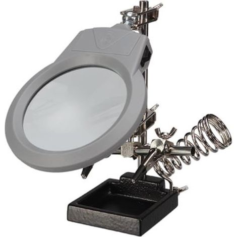Velleman Troisième main pratique avec loupe, lampe LED et porte-fer à souder pour un travail de précision (1/4)