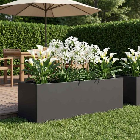 vidaXL Macetero de Jardín Negro 80 x 30 x 30 cm Acero laminado en frío (1/5)