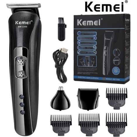 Rasoir électrique rechargeable USB 3 en 1 avec tondeuse à cheveux, tondeuse professionnelle pour barbe et poils de nez. (1/5)