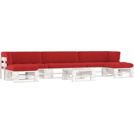 vidaXL Salon de jardin palette 6 pcs et coussins Pin imprégné de blanc (1/5)