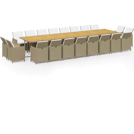 Set comedor de jardín 21 pzas con cojines ratán sintético beige vidaXL (1/5)