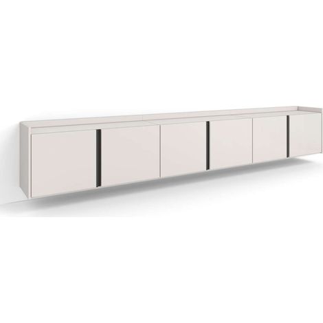 Mueble TV Benajarafe-02 de 309x50x35 cm suspendido, con puertas abatibles, color beige (1/4)