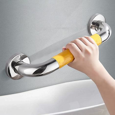 JANMIR-Barre d'appui de douche, barre d'appui antidérapante, barre d'appui murale en acier inoxydable, poignée de baignoire pour douche ou toilettes, salle de bain, cuisine, escalier (30 cm jaune) (1/3)