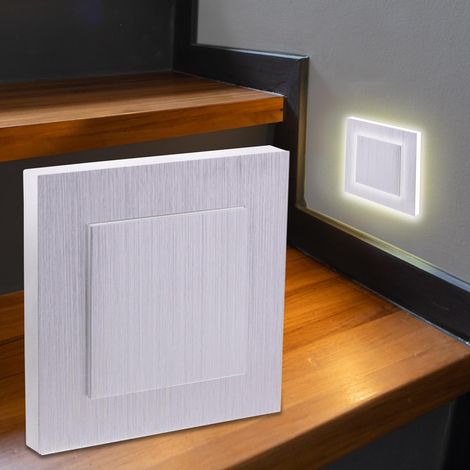 LED Treppenleuchte eckig Alu-gebürstet - Lichtfarbe: Warmweiß 1,5W - Lichtaustritt: Doppio (1/5)