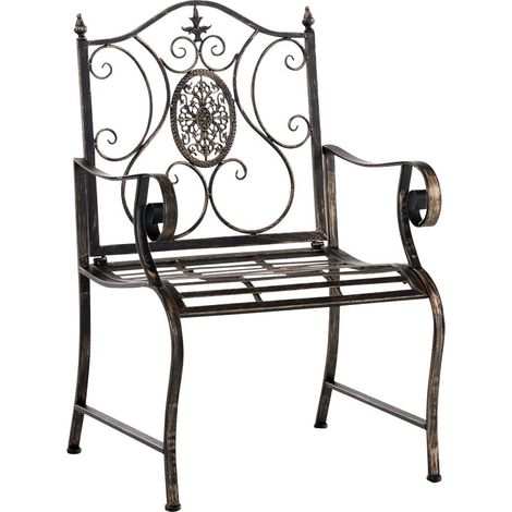 Chaise de jardin balcon terrasse avec accoudoirs design rustique en métal bronze 100003028 (1/5)