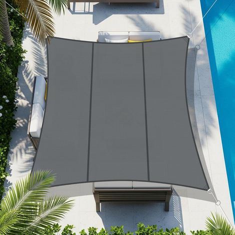 Voile d'ombrage imperméable Rectangle 3x4m Blocage UV Résistant aux intempéries pour Patio Extérieur Jardin Arrière-Cour,Anthracite (1/5)