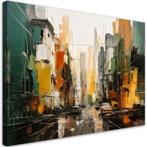 Wandbild für das Wohnzimmer Moderne Stadt farbenfrohe Abstraktion 60x40 cm