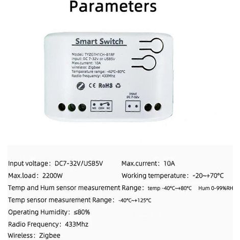 Interrupteur intelligent Tuya Zigbee à 1 voie, relais à contact sec passif 7-32 V CC (1/5)