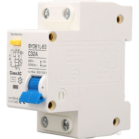 Interrupteur de Protection contre les fuites 1P + N, 30mA, Type de courant de Protection, Mini disjoncteur AC 230V 32A