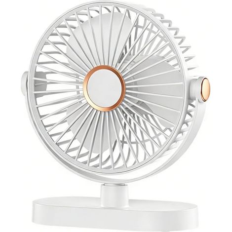 Ventilateur de Bureau Portable, Ventilateur USB 4000 mAh Batterie Rechargeable, Mini Ventilateur 5 Vitesses avec Veilleuse, Réglable à 720 ° Ventilateur de Table Pour Maison, Bureau, Cuisine, Camping (1/5)
