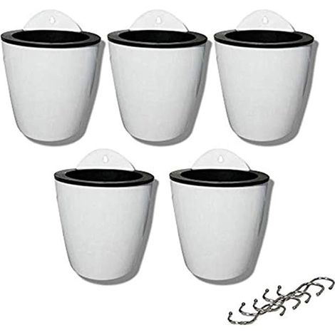5 Pcs Lazy Water Hanging Succulent Plant Pots Small Wall Hanging Pots with 5 Hooks White (1/5)