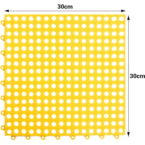 Lot de 2 tapis de douche carrés antidérapants avec points de support cylindriques, pour baignoire et balcon, couleur jaune.