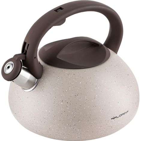 Bouilloire Inox (2,5 l) Bouilloire Sifflante LAVA Poignée Résistante à la Chaleur Bouilloire non Electrique Bouilloire Induction, Gaz Pour Thé et Café Couleur: Beige (1/5)