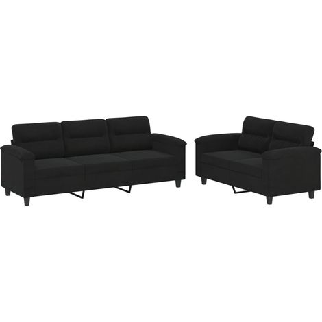 Maison Exclusive - Ensemble de canapés 2 pcs avec coussins noir tissu microfibre