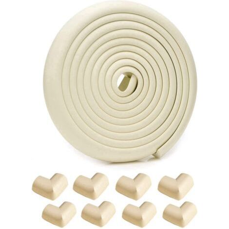 Bande de protection latérale de 5 mètres pour lit bébé, comprenant 8 protections d'angle, kit de sécurité enfant en forme de L, bande de protection latérale auto-adhésive, sécurité enfant, (1/5)