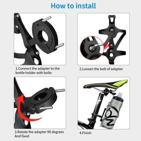 Support Adaptateur Porte Bouteille - Aluminium AL7076 - Pour Guidon ou Tige de Selle - Diamètre 22,2 à 31,8 mm - 1 Pièce (1/5)