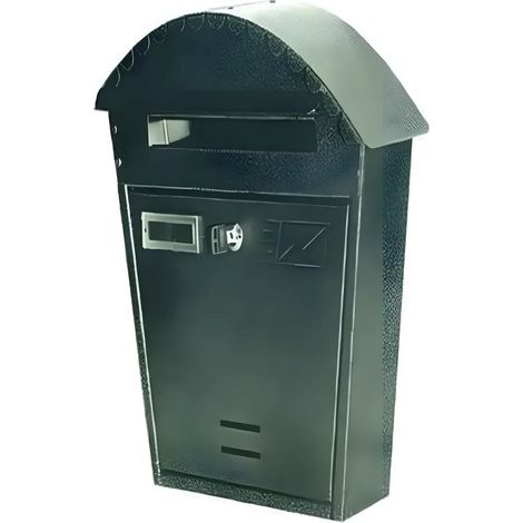 cassetta postale con tetto curvo per esterno in ferro battuto verniciata nera (1/2)