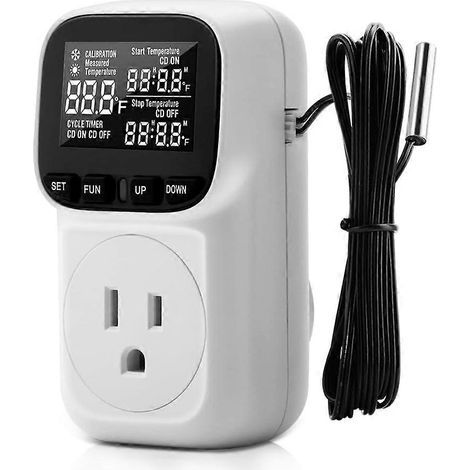 Digitales Steckdosenthermostat, 120 V, Heizungs-/Kühlregelung, 110 V, 15 A, Anzeige in Celsius und Fahrenheit, für Gewächshäuser (US-Stecker). (1/5)