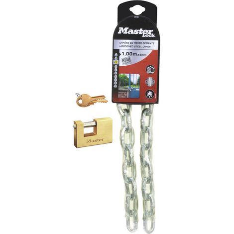 Chaine antivol haute securite en acier 1 m x 8 mm et cadenas (1/3)