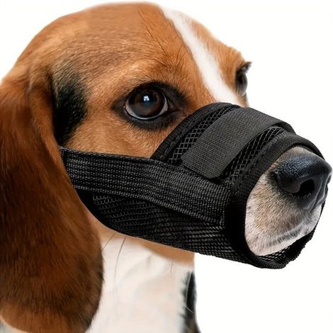 Bozal de malla transpirable para perros, Paquete de 3, Bozal de fácil instalación, Con correa ajustable, medianos y grandes (XXL, negro) (1/5)