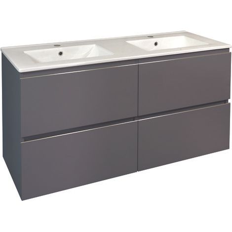 ONDEE ZEN - Meuble de salle de bain suspendu TRENDY - 4 Tiroirs - 120cm - gris mat - vasque