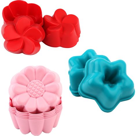 Moule À Muffins - Moule En Silicone Non Adhérent Pour Cuisson Au Four Micro-ondes Lave-vaisselle - Forme Fleur - 30 Pièces (1/5)