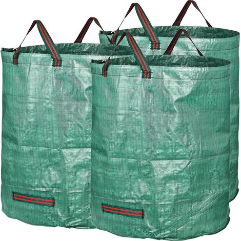3x300L Sacs de Jardin  de Jardinage-Réutilisable Sacs de Déchets de Jardin,Autoportante et Pliable-Sacs Poubelle pour les Déchets de Jardin Feuillage de Pelouse Vert Coupe
