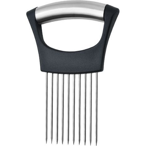 Fourchette à oignons, noire, 14,2 x 9,5 cm, 1 pièce Ustensile de cuisine, attendrisseur à viande, fixateur, coupe-légumes et fruits-Karteo (1/5)