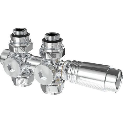 EASYCOMFORT Set Multiblocs pour Raccordement Radiateurs - Accessoires Chauffage - Forme Angle/Passage - Raccord Mural Chrome (1/4)