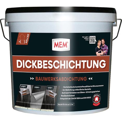 MEM Bitumen Dickbeschichtung 12 l Außen Bitumenanstrich Kellerabdichtung