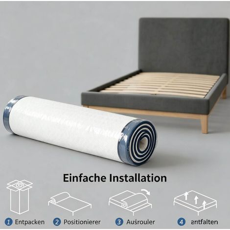 Matelas double 160x200 cm en mousse mémoire infusion thé vert, housse lavable amovible, fermeté moyenne sans matelas (1/5)